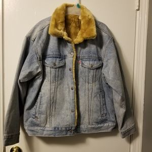 Levi's BIG E original faux fur lined denim trucker coat reversible size large